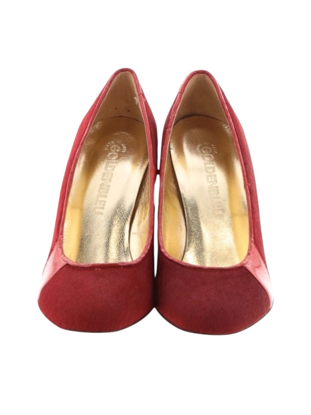 VHTF: new Goldenbleu ♛ Tina Mixed Media Pony Hair Heels Pumps ♛ Red 37.5 7M 7.5M - Picture 10 of 17